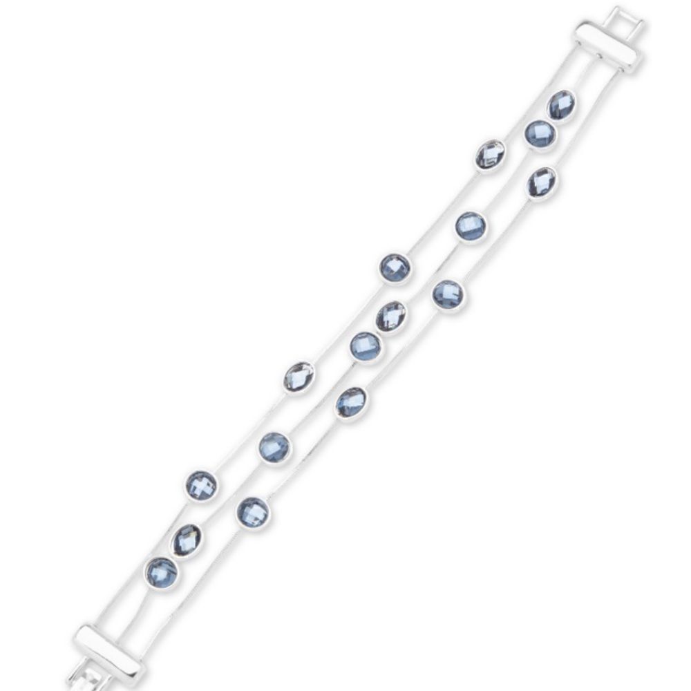 NWT Anne Klein Stone Station Triple-Row Flex Bracelet - blue